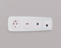 Комплект механизма компьютерной розетки RJ-45 (8P8C) CAT6A экранированной с защитной шторкой Ambrella Volt Omega MO212005