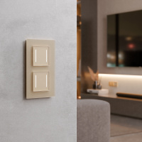 Умный сенсорный выключатель двухклавишный Werkel шампань W4523011