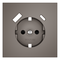 Накладка для розетки с заземлением и защитными шторками, с USB A+C Voltum S70 (капучино) VLS001014