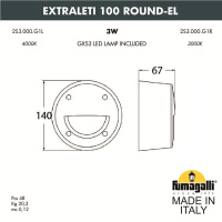 Светильник для подсветки лестниц накладной FUMAGALLI EXTRALETI 100 Round-EL 2S3.000.000.AYG1L Светильник для подсветки лестниц накладной FUMAGALLI EXTRALETI 100 Round-EL 2S3.000.000.AYG1L