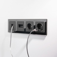 Розетка двойная Ethernet RJ-45 черная матовая Werkel W1182208 4690389157004 a051616