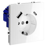 Розетка встраиваемая VOLTUM S70 с заземлением и защитными шторками, с USB, A+С, (белый глянцевы VLS040501