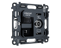 Механизм розетки компьютерной + TV оконечной RJ-45 (8P8C) CAT6 1000 Base-T/50-870 MHz 1dB с автоматической защитной шторкой Ambrella Volt VM VM195