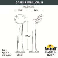 Ландшафтный светильник наклонный FUMAGALLI GABRI REMI/LUCIA 1L 1R3.613.X10.AYE27