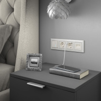 Выключатель двухклавишный с подсветкой перламутровый рифленый Werkel W1120113 4690389160905 a051186