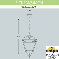 Уличный подвесной светильник FUMAGALLI SICHEM/SIMON U33.121.000.AXH27