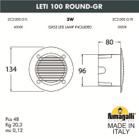 Светильник для подсветки лестниц встраиваемый FUMAGALLI LETI 100 Round-GR 2C2.000.000.LYG1L Светильник для подсветки лестниц встраиваемый FUMAGALLI LETI 100 Round-GR 2C2.000.000.LYG1L