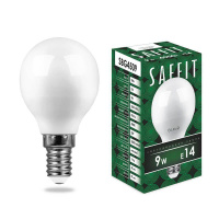 Лампа светодиодная Saffit E14 9W 4000K Шар Матовая SBG4509 55081