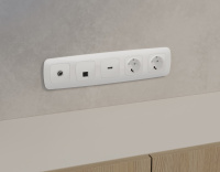 Комплект механизма компьютерной розетки RJ-45 (8P8C) CAT6A экранированной с защитной шторкой Ambrella Volt Omega MO112005