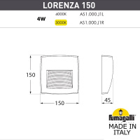 Светильник для подсветки лестниц накладной FUMAGALLI LORENZA 150 AS1.000.000.LXJ1L Светильник для подсветки лестниц накладной FUMAGALLI LORENZA 150 AS1.000.000.LXJ1L