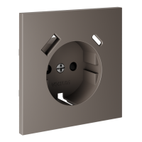 Накладка для розетки с заземлением и защитными шторками, с USB A+C Voltum S70 (капучино) VLS001014