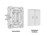 Комплект механизма 2-клавишного проходного выключателя с подсветкой 10000K Ambrella Volt ALFA MA124040
