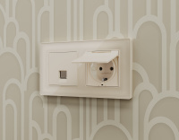 Комплект механизма компьютерной розетки RJ-45 (8P8C) CAT6A экранированной с автоматической защитной шторкой Ambrella Volt Alfa MA332005