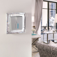 Выключатель двухклавишный с подсветкой Werkel (cеребряный рифленый) W1120109 a050900