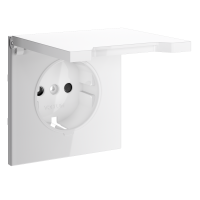 Накладка для розетки с заземлением, защитными шторками и крышкой Voltum S70 (белый глянцевый) VLS000801