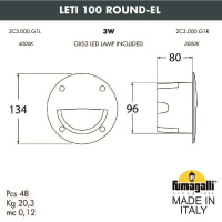 Светильник для подсветки лестниц встраиваемый FUMAGALLI LETI 100 Round-EL 2C3.000.000.AYG1L Светильник для подсветки лестниц встраиваемый FUMAGALLI LETI 100 Round-EL 2C3.000.000.AYG1L
