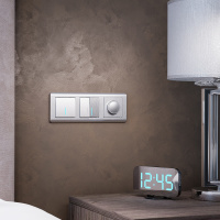 Выключатель двухклавишный с подсветкой Werkel (cеребряный рифленый) W1120109 a050900