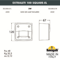 Светильник для подсветки лестниц накладной FUMAGALLI EXTRALETI 100 Square-EL 3S3.000.000.WYG1L Светильник для подсветки лестниц накладной FUMAGALLI EXTRALETI 100 Square-EL 3S3.000.000.WYG1L