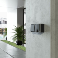 Выключатель двухклавишный влагозащищенный Werkel Gallant (черный с серебром) W5020234 a051156