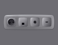 Комплект механизма компьютерной розетки RJ-45 (8P8C) CAT6A экранированной с защитной шторкой Ambrella Volt Omega MO512005