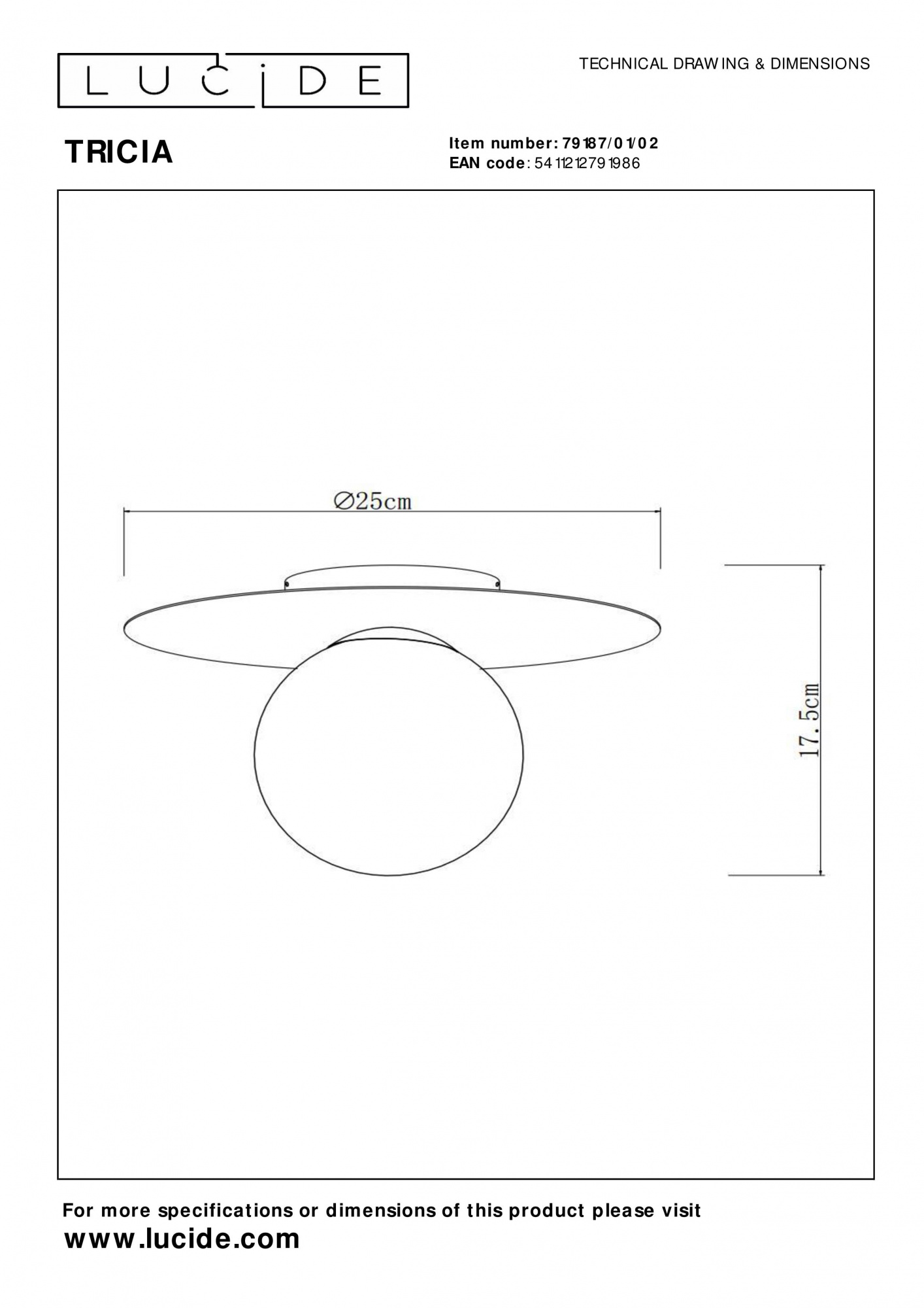 Светильник потолочный Lucide TRICIA 79187/01/02