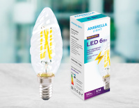 Светодиодная лампа Filament LED C35 6W E14 6400K (50W) 220-240V