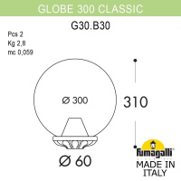 Уличный светильник на столб FUMAGALLI GLOBE 300 Classic G30.B30.000.BXE27