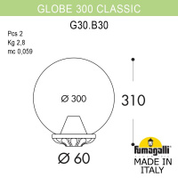 Уличный светильник на столб FUMAGALLI GLOBE 300 Classic G30.B30.000.WXE27