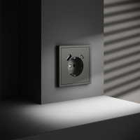 Розетка встраиваемая VOLTUM S70 с заземлением и защитными шторками, с USB, A+С, (титан) VLS040506