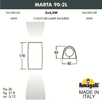 Архитектурный светильник FUMAGALLI MARTA 90-2L 2A4.000.000.AXU2L